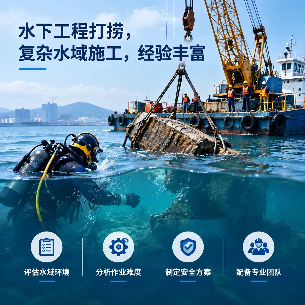 水下工程打捞，复杂水域施工，经验丰富承德